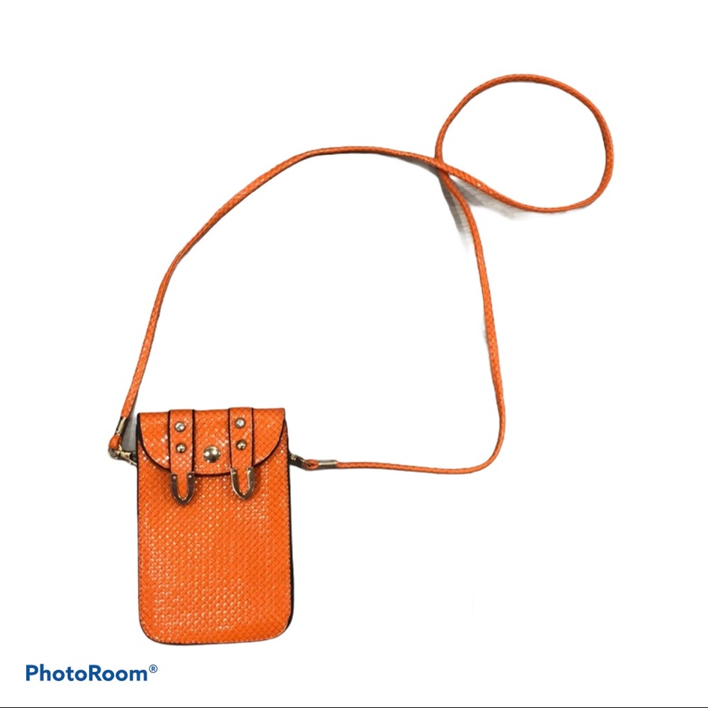 Crossbody orange faux snakeskin